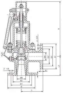 A47型微启式安全阀结构图