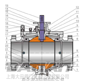 顶装式铸钢球阀结构图