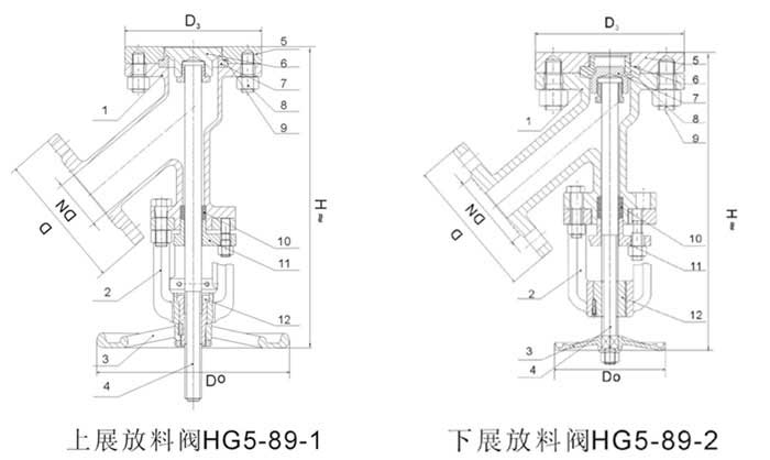 下展式放料阀结构示意图