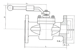 美标法兰卡套旋塞阀结构示意图